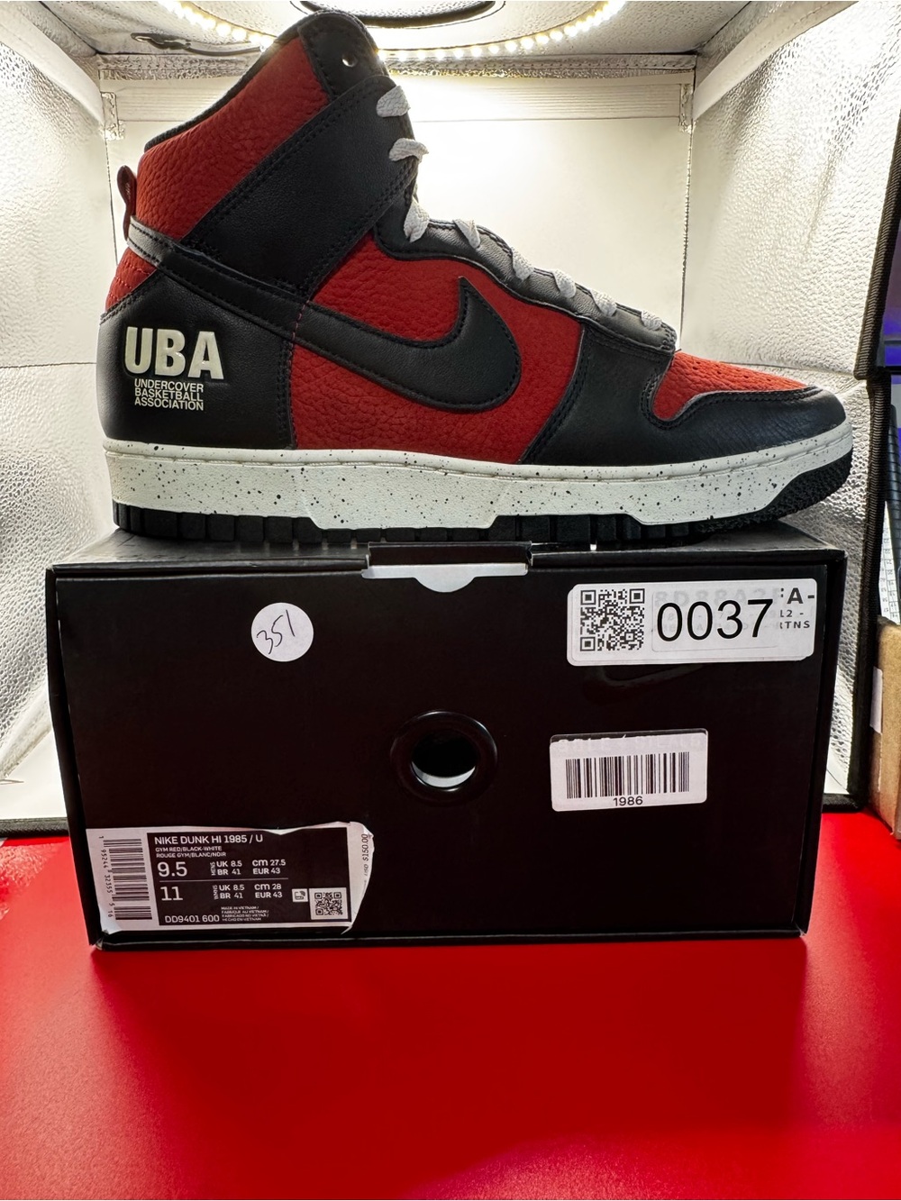 Nike UBA High-Top Sneaker in Red and Black